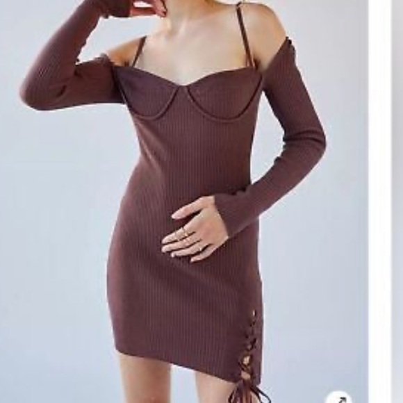 Urban Outfitters Dresses & Skirts - NWT Urban Outfitters Brown Jezebel Corset Ribbed Mini Dress Size XS